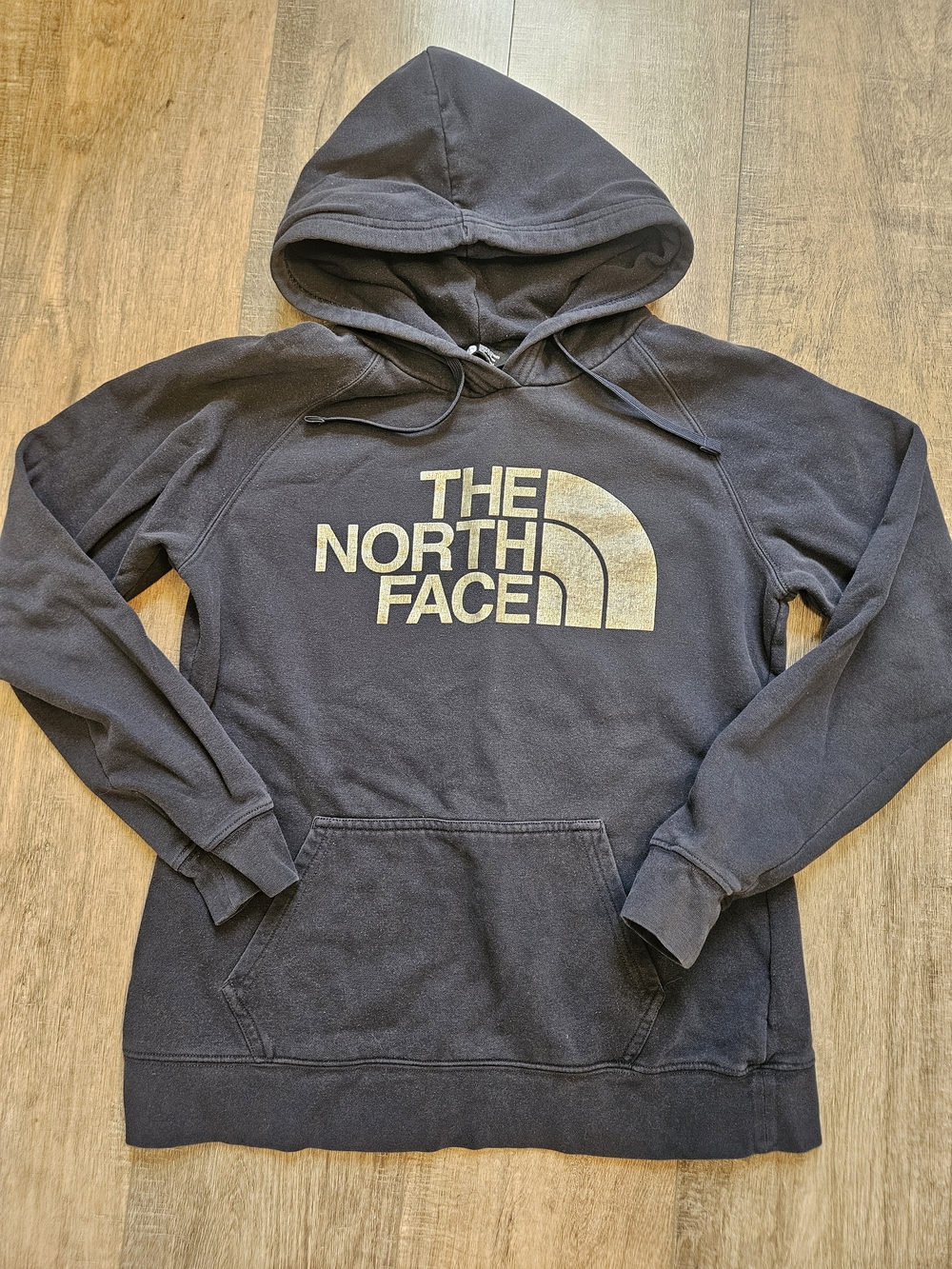The North Face Womens Navy Pullover Hoodie with Metalic Logo